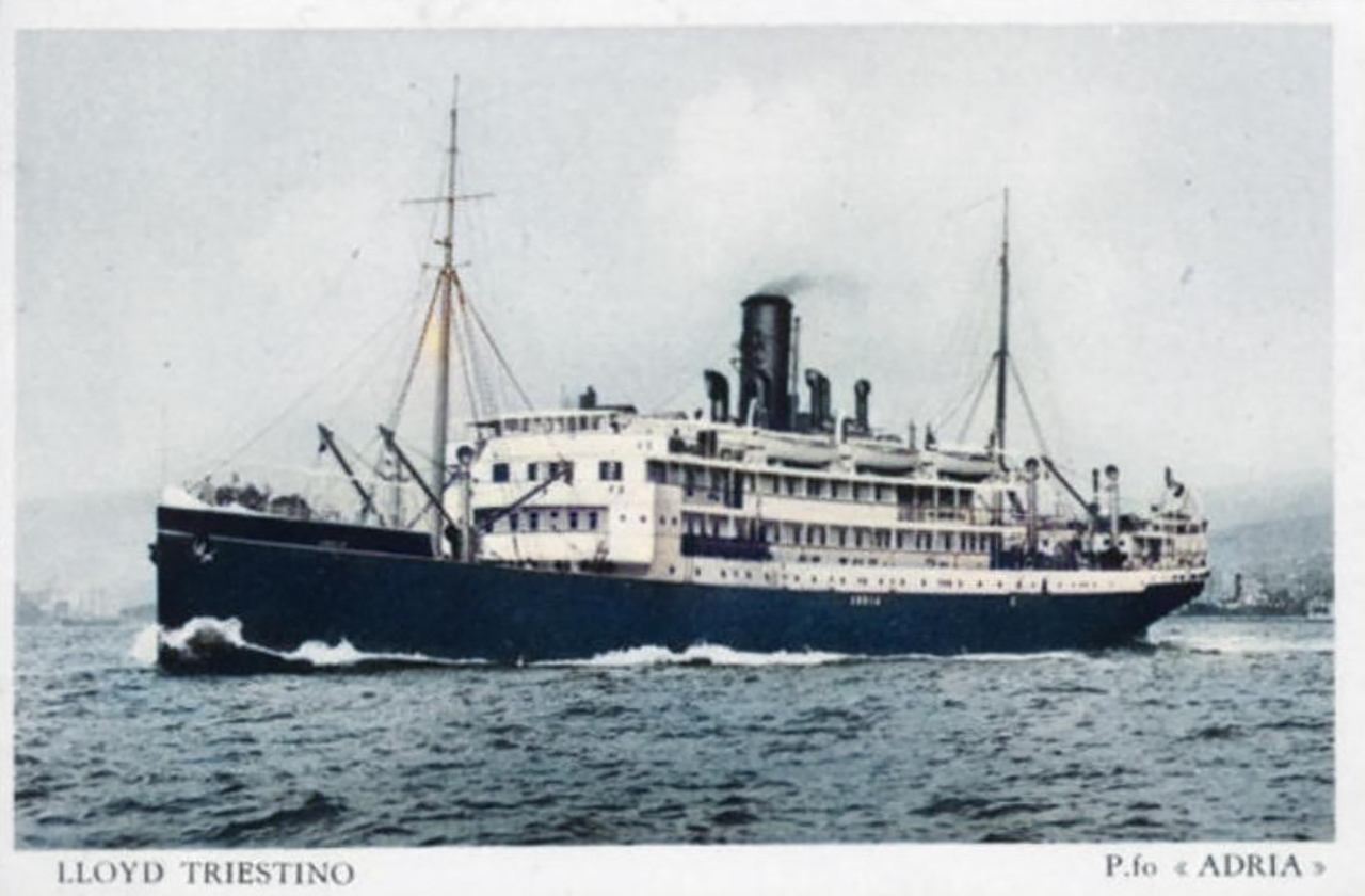 Vapor Ádria (P.fo Adria) da companhia Lloyd Triestino, navio que transportou 1.554 imigrantes italianos ao Espírito Santo em 1888